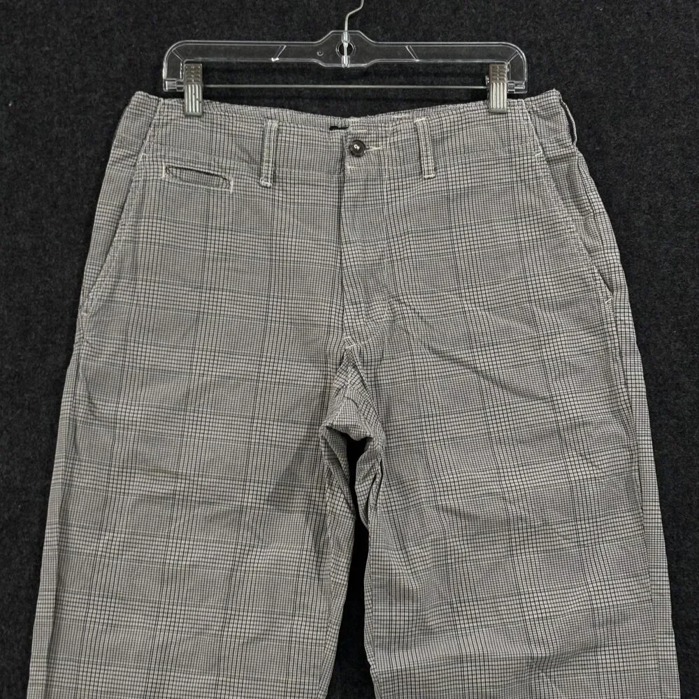 American Eagle Pants Mens 32x30 Gray Plaid Cotton Casual Flat Front Trousers
